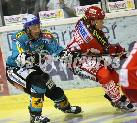 Eishockey Bundesliga. KAC gegen EHC Liwest Linz. Kirk Furey (KAC), Viktors Ignatjevs (Linz). Klagenfurt, am 28.9.2007.
Foto: Kuess
---
pressefotos, pressefotografie, kuess, qs, qspictures, sport, bild, bilder, bilddatenbank