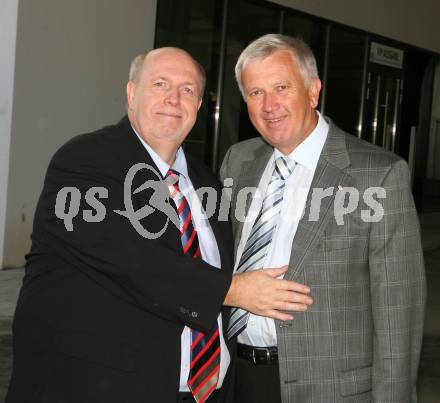 FUSSBALL - EURO 2008, Europameisterschaft, Besichtigung des Woerthersee Stadions. Reiner Calmund, Dr. Thomas Partl (Praesidenten des Kaerntner Fußballverbandes). Klagenfurt, 1.10.2007
Foto: Kuess  
---
pressefotos, pressefotografie, kuess, qs, qspictures, sport, bild, bilder, bilddatenbank