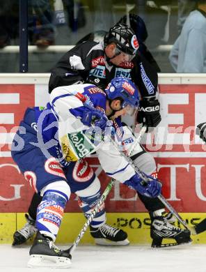 Erste Bank Eishockey Bundesliga. VSV gegen Graz 99ers. Gerd Acker (VSV), Patrick Moessmer (Graz). Villach, am 30.9.2007.
Foto: Kuess 
---
pressefotos, pressefotografie, kuess, qs, qspictures, sport, bild, bilder, bilddatenbank