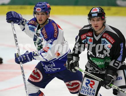 Erste Bank Eishockey Bundesliga. VSV gegen Graz 99ers. Gerd Acker (VSV), Nick Martens (Graz). Villach, am 30.9.2007.
Foto: Kuess 
---
pressefotos, pressefotografie, kuess, qs, qspictures, sport, bild, bilder, bilddatenbank