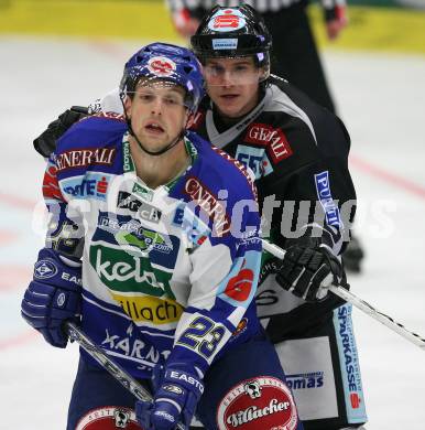 Erste Bank Eishockey Bundesliga. VSV gegen Graz 99ers. Gerd Acker (VSV), Nick Martens (Graz). Villach, am 30.9.2007.
Foto: Kuess 
---
pressefotos, pressefotografie, kuess, qs, qspictures, sport, bild, bilder, bilddatenbank