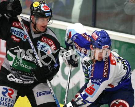 Erste Bank Eishockey Bundesliga. VSV gegen Graz 99ers. Marc Brown (VSV), Doug Nolan (Graz). Villach, am 30.9.2007.
Foto: Kuess 
---
pressefotos, pressefotografie, kuess, qs, qspictures, sport, bild, bilder, bilddatenbank