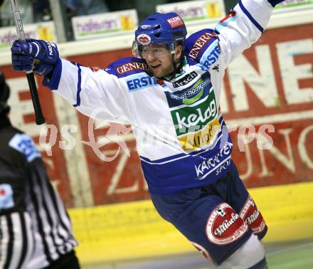 Erste Bank Eishockey Bundesliga. KAC gegen VSV. Jubel Roland Kaspitz (VSV). Klagenfurt, am 4.10.2007.
Foto: Kuess
---
pressefotos, pressefotografie, kuess, qs, qspictures, sport, bild, bilder, bilddatenbank