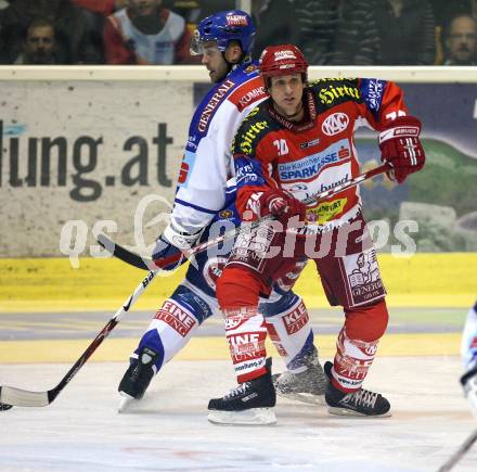 Erste Bank Eishockey Bundesliga. KAC gegen VSV. Michael Craig (KAC), Darell Scoville (VSV). Klagenfurt, am 4.10.2007.
Foto: Kuess
---
pressefotos, pressefotografie, kuess, qs, qspictures, sport, bild, bilder, bilddatenbank