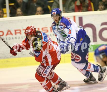 Erste Bank Eishockey Bundesliga. KAC gegen VSV. Warren Norris (KAC), Martin Oraze (VSV). Klagenfurt, am 4.10.2007.
Foto: Kuess
---
pressefotos, pressefotografie, kuess, qs, qspictures, sport, bild, bilder, bilddatenbank