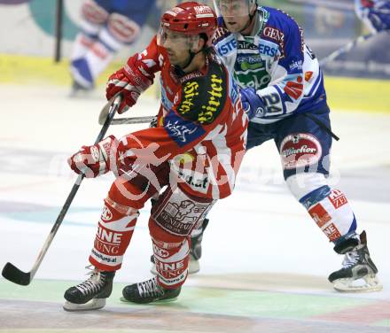 Erste Bank Eishockey Bundesliga. KAC gegen VSV. Andrew Schneider (KAC), Guenther Lanzinger (VSV). Klagenfurt, am 4.10.2007.
Foto: Kuess
---
pressefotos, pressefotografie, kuess, qs, qspictures, sport, bild, bilder, bilddatenbank