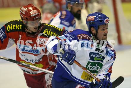 Erste Bank Eishockey Bundesliga. KAC gegen VSV. Ohilippe Horsky  (KAC), Devin Edgerton (VSV). Klagenfurt, am 4.10.2007.
Foto: Kuess
---
pressefotos, pressefotografie, kuess, qs, qspictures, sport, bild, bilder, bilddatenbank