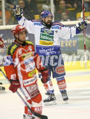 Erste Bank Eishockey Bundesliga. KAC gegen VSV. Jubel Markus Peintner (VSV). Klagenfurt, am 4.10.2007.
Foto: Kuess
---
pressefotos, pressefotografie, kuess, qs, qspictures, sport, bild, bilder, bilddatenbank