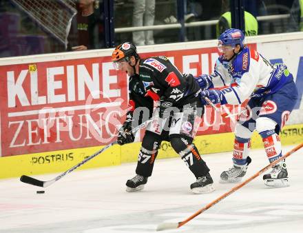 Erste Bank Eishockey Bundesliga. VSV gegen Innsbruck. Michael Raffl (VSV), Thomas Auer (Innsbruck). Klagenfurt, am 7.10.2007.
Foto: Kuess 
---
pressefotos, pressefotografie, kuess, qs, qspictures, sport, bild, bilder, bilddatenbank