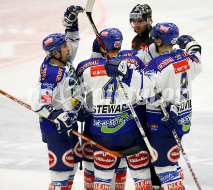 Erste Bank Eishockey Bundesliga. VSV gegen Vienna Capitals. Torjubel (VSV). Villach, am 9.10.2007.
Foto: Kuess 
---
pressefotos, pressefotografie, kuess, qs, qspictures, sport, bild, bilder, bilddatenbank