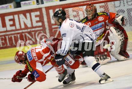 Erste Bank Eishockey Bundesliga. KAC gegen Alba Volan.  Hannes Enzenhofer, Paul Schellander (KAC). Klagenfurt, am 9.10.2007.
Foto: Kuess
---
pressefotos, pressefotografie, kuess, qs, qspictures, sport, bild, bilder, bilddatenbank