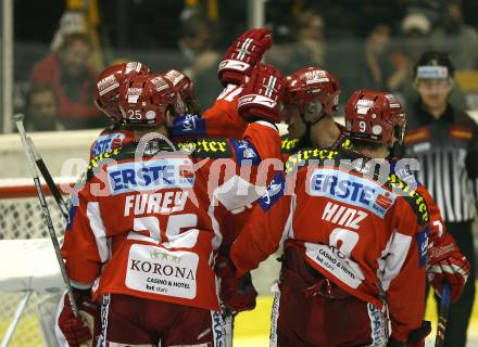 Erste Bank Eishockey Bundesliga. KAC gegen Alba Volan.   Torjubel (KAC). Klagenfurt, am 9.10.2007.
Foto: Kuess
---
pressefotos, pressefotografie, kuess, qs, qspictures, sport, bild, bilder, bilddatenbank