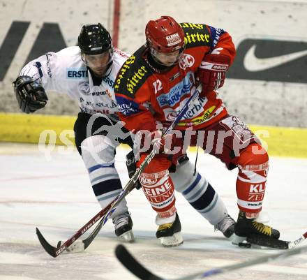 Erste Bank Eishockey Bundesliga. KAC gegen Alba Volan.   Benjamin Thomson (KAC), Viktor Tokaji (Alba Volan). Klagenfurt, am 9.10.2007.
Foto: Kuess
---
pressefotos, pressefotografie, kuess, qs, qspictures, sport, bild, bilder, bilddatenbank