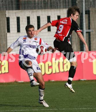 Fussball Regionalliga Mitte. SAK gegen WAC-St. Andrae.  Rudi Schoenherr (SAK), Rok Roj (St. Andrae).  Klagenfurt, 13.10.2007
Foto: Kuess
---
pressefotos, pressefotografie, kuess, qs, qspictures, sport, bild, bilder, bilddatenbank