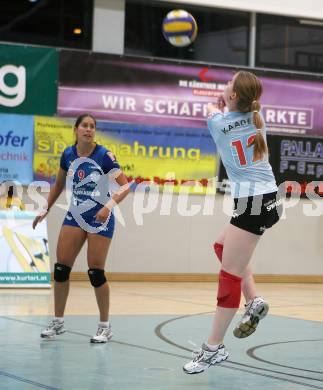 Volleyball Bundesliga. ATSC Wildcats gegen Zok Rijeka.  Kerstin Pichler, Elena Kaaden (Wildcats). Klagenfurt, 13.10.2007
Foto: Kuess
---
pressefotos, pressefotografie, kuess, qs, qspictures, sport, bild, bilder, bilddatenbank