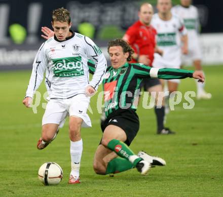 Fussball Bundesliga. SK Austria Kaernten gegen FC Wacker Innsbruck. Zlatko Junuzovic  (Kaernten), Florian Mader (Innsbruck). Klagenfurt, am 20.10.2007.
Foto: Kuess
---
pressefotos, pressefotografie, kuess, qs, qspictures, sport, bild, bilder, bilddatenbank