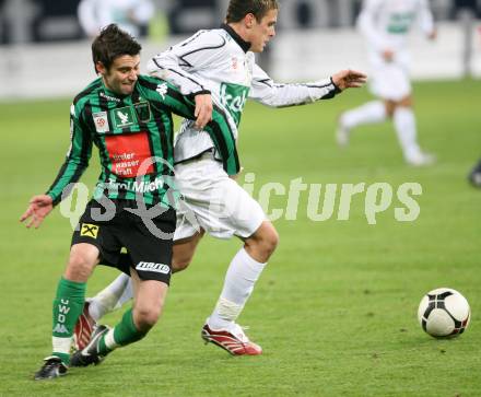 Fussball Bundesliga. SK Austria Kaernten gegen FC Wacker Innsbruck. Zlatko Junuzovic  (Kaernten), Bernd Windisch (Innsbruck). Klagenfurt, am 20.10.2007.
Foto: Kuess
---
pressefotos, pressefotografie, kuess, qs, qspictures, sport, bild, bilder, bilddatenbank