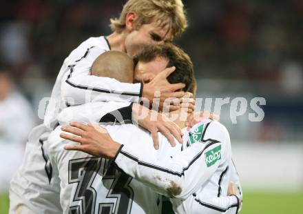 Fussball Bundesliga. SK Austria Kaernten gegen FC Wacker Innsbruck. Torjubel Kaernten. Klagenfuret, am 20.10.2007.
Foto: Kuess
---
pressefotos, pressefotografie, kuess, qs, qspictures, sport, bild, bilder, bilddatenbank