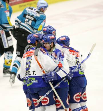 Erste Bank Eishockey Bundesliga. VSV gegen Black Wings Linz.  Torjubel (VSV). Villach, am 20.10.2007.
Foto: Kuess
---
pressefotos, pressefotografie, kuess, qs, qspictures, sport, bild, bilder, bilddatenbank