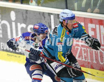 Erste Bank Eishockey Bundesliga. VSV gegen Black Wings Linz.  Wolfgang Kromp (VSV), Rob Shearer (Linz). Villach, am 20.10.2007.
Foto: Kuess
---
pressefotos, pressefotografie, kuess, qs, qspictures, sport, bild, bilder, bilddatenbank