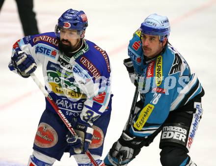 Erste Bank Eishockey Bundesliga. VSV gegen Black Wings Linz.  Markus Peintner (VSV), Bard Tiley (Linz). Villach, am 20.10.2007.
Foto: Kuess
---
pressefotos, pressefotografie, kuess, qs, qspictures, sport, bild, bilder, bilddatenbank