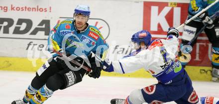 Erste Bank Eishockey Bundesliga. VSV gegen Black Wings Linz. Derell Scoville (VSV), Patrick Leahy  (Linz). Villach, am 20.10.2007.
Foto: Kuess
---
pressefotos, pressefotografie, kuess, qs, qspictures, sport, bild, bilder, bilddatenbank