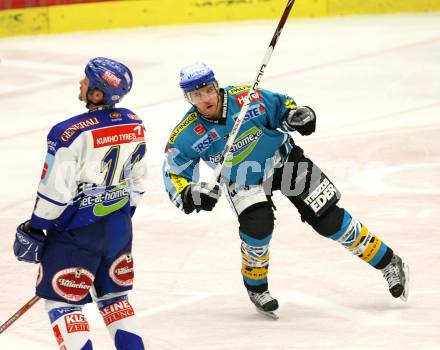 Erste Bank Eishockey Bundesliga. VSV gegen Black Wings Linz.  Devin Edgerton (VSV), Torjubel Mark Szuecs (Linz). Villach, am 20.10.2007.
Foto: Kuess
---
pressefotos, pressefotografie, kuess, qs, qspictures, sport, bild, bilder, bilddatenbank