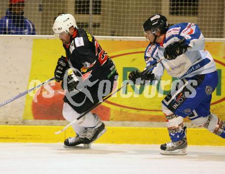 Eishockey Oberliga. ESC Steindorf gegen EC Tarco Woelfe Klagenfurt. Martin Leitner (Steindorf), Michael Krainer-Bidovec (Tarco). Althofen, am 20.10.2007.
Foto: Kuess
---
pressefotos, pressefotografie, kuess, qs, qspictures, sport, bild, bilder, bilddatenbank