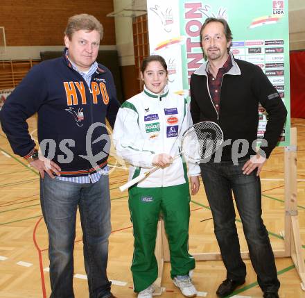 Badminton Bundesliga. ASKOE Kelag Kaernten.  Erwin Hasenbichler, Belinda Heber, Sportlandesrat Wolfgang Schantl. Klagenfurt, am 20.10.2007.
Foto: Kuess
---
pressefotos, pressefotografie, kuess, qs, qspictures, sport, bild, bilder, bilddatenbank