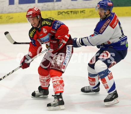 Erste Bank Eishockey Bundesliga. VSV gegen KAC. Darell Scoville (VSV), Chad Hinz (KAC). Villach, am 28.10.2007.
Foto: Kuess
---
pressefotos, pressefotografie, kuess, qs, qspictures, sport, bild, bilder, bilddatenbank