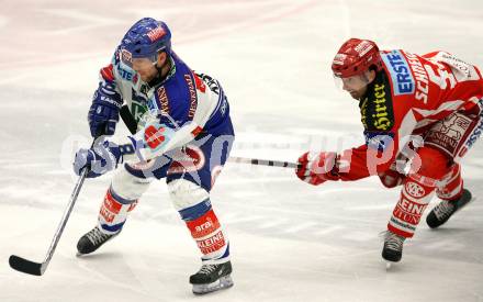 Erste Bank Eishockey Bundesliga. VSV gegen KAC. Roland Kaspitz (VSV), Andrew Schneider (KAC). Villach, am 28.10.2007.
Foto: Kuess
---
pressefotos, pressefotografie, kuess, qs, qspictures, sport, bild, bilder, bilddatenbank