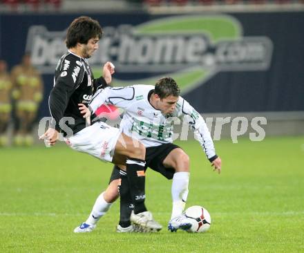 Fussball Bundesliga. T-Mobile. SK Austria Kaernten gegen Cashpoint SCR Altach. Zlatko Junuzovic (Kaernten), Fernando Carreno (Altach). Klagenfurt, am 31.10.2007.
Foto: Kuess
---
pressefotos, pressefotografie, kuess, qs, qspictures, sport, bild, bilder, bilddatenbank