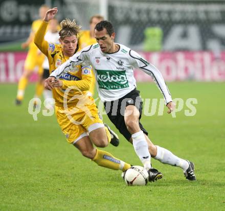 Fussball Bundesliga. T-Mobile. SK Austria Kaernten gegen SK Puntigamer Sturm Graz. Christian Prawda (Kaernten), Thomas Krammer (Sturm). Klagenfurt, am 3.11.2007.
Foto: Kuess
---
pressefotos, pressefotografie, kuess, qs, qspictures, sport, bild, bilder, bilddatenbank