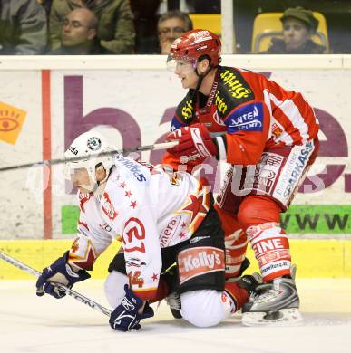 EBEL Erste Bank Eishockey Bundesliga. KAC gegen HK Acroni Jesenice. Kirk Furey (KAC), Boris Pretnar (Jesenice). Klagenfurt, am 4.11.2007.
Foto: Kuess
---
pressefotos, pressefotografie, kuess, qs, qspictures, sport, bild, bilder, bilddatenbank