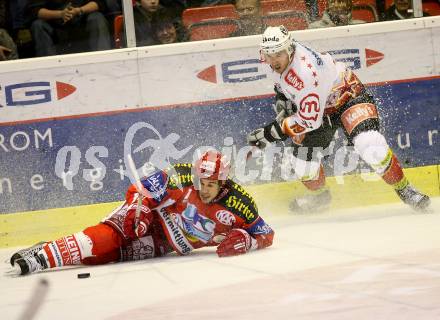 EBEL Erste Bank Eishockey Bundesliga. KAC gegen HK Acroni Jesenice. Warren Norris (KAC), Ales Remar (Jesenice). Klagenfurt, am 4.11.2007.
Foto: Kuess
---
pressefotos, pressefotografie, kuess, qs, qspictures, sport, bild, bilder, bilddatenbank