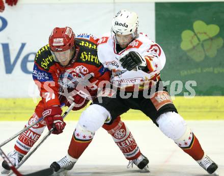 EBEL Erste Bank Eishockey Bundesliga. KAC gegen HK Acroni Jesenice. Jeremy Rebek (KAC), Andrej Hebar (Jesenice). Klagenfurt, am 4.11.2007.
Foto: Kuess
---
pressefotos, pressefotografie, kuess, qs, qspictures, sport, bild, bilder, bilddatenbank