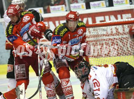 EBEL Erste Bank Eishockey Bundesliga. KAC gegen HK Acroni Jesenice. Mike craig, Jeremy Rebek (KAC), Robert Kristan (Jesenice). Klagenfurt, am 4.11.2007.
Foto: Kuess
---
pressefotos, pressefotografie, kuess, qs, qspictures, sport, bild, bilder, bilddatenbank