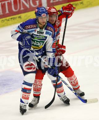 Erste Bank Eishockey Bundesliga. VSV gegen KAC. Thomas Raffl (VSV), Herbert Ratz (KAC). Villach, am 28.10.2007.
Foto: Kuess
---
pressefotos, pressefotografie, kuess, qs, qspictures, sport, bild, bilder, bilddatenbank