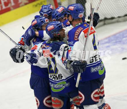 EBEL. Eishockey Bundesliga. VSV gegen Red Bull Salzburg. Torjubel (VSV). Villach, am 9.11.2007.
Foto: Kuess
---
pressefotos, pressefotografie, kuess, qs, qspictures, sport, bild, bilder, bilddatenbank