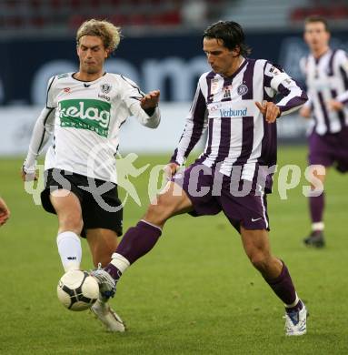 Fussball Bundesliga. T-Mobile. SK Austria Kaernten gegen FK Austria Wien. Lukas Moessner (Kaernten), Milenko Acimovic (Wien). Klagenfurt, am 11.11.2007.
Foto: Kuess
---
pressefotos, pressefotografie, kuess, qs, qspictures, sport, bild, bilder, bilddatenbank