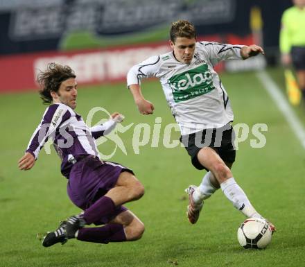 Fussball Bundesliga. T-Mobile. SK Austria Kaernten gegen FK Austria Wien. Zlatko Junuzovic (Kaernten), Joachim Standfest (Wien). Klagenfurt, am 11.11.2007.
Foto: Kuess
---
pressefotos, pressefotografie, kuess, qs, qspictures, sport, bild, bilder, bilddatenbank
