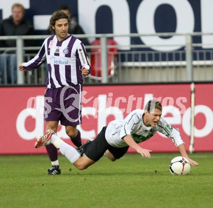 Fussball Bundesliga. T-Mobile. SK Austria Kaernten gegen FK Austria Wien. Zlatko Junuzovic (Kaernten), Joachim Standfest (Wien). Klagenfurt, am 11.11.2007.
Foto: Kuess
---
pressefotos, pressefotografie, kuess, qs, qspictures, sport, bild, bilder, bilddatenbank