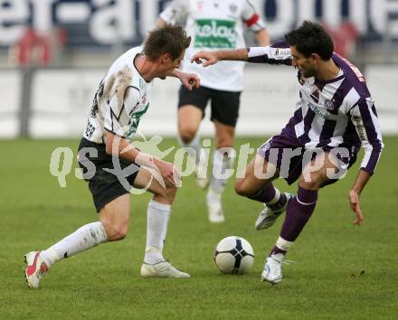 Fussball Bundesliga. T-Mobile. SK Austria Kaernten gegen FK Austria Wien. Gernot Plassnegger (Kaernten), Yueksel Sariyar (Wien). Klagenfurt, am 11.11.2007.
Foto: Kuess
---
pressefotos, pressefotografie, kuess, qs, qspictures, sport, bild, bilder, bilddatenbank