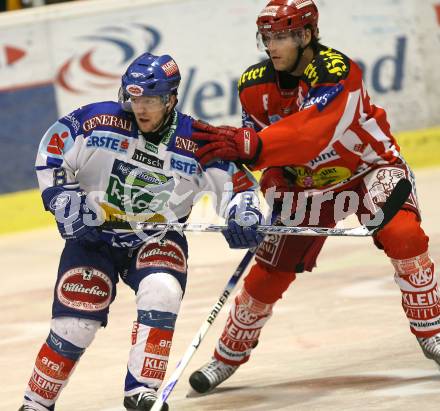 EBEL. Erste Bank Eishockey Bundesliga. KAC gegen VSV. Christoph Quantschnig (KAC), Roland Kaspitz (VSV). Verbund. Klagenfurt, am 11.11.2007.
Foto: Kuess
---
pressefotos, pressefotografie, kuess, qs, qspictures, sport, bild, bilder, bilddatenbank