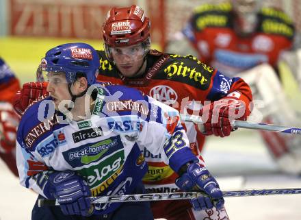 EBEL. Erste Bank Eishockey Bundesliga. KAC gegen VSV. Philippe Horsky (KAC), Gerd Acker (VSV). Klagenfurt, am 11.11.2007.
Foto: Kuess
---
pressefotos, pressefotografie, kuess, qs, qspictures, sport, bild, bilder, bilddatenbank