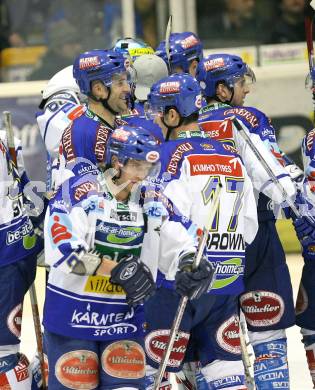 EBEL. Erste Bank Eishockey Bundesliga. KAC gegen VSV. Jubel (VSV). Klagenfurt, am 11.11.2007.
Foto: Kuess
---
pressefotos, pressefotografie, kuess, qs, qspictures, sport, bild, bilder, bilddatenbank