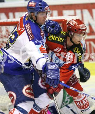 EBEL. Erste Bank Eishockey Bundesliga. KAC gegen VSV. Christoph Harand (KAC), Thomas Pfeffer (VSV). Klagenfurt, am 11.11.2007.
Foto: Kuess
---
pressefotos, pressefotografie, kuess, qs, qspictures, sport, bild, bilder, bilddatenbank