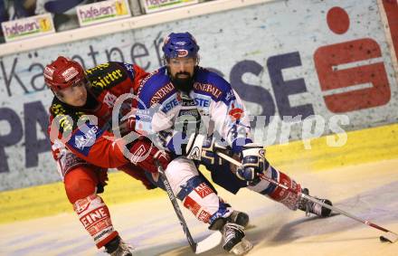 EBEL. Erste Bank Eishockey Bundesliga. KAC gegen VSV. Kirk Furey (KAC), Markus Peintner (VSV). Kaerntner Sparkasse.  Klagenfurt, am 11.11.2007.
Foto: Kuess
---
pressefotos, pressefotografie, kuess, qs, qspictures, sport, bild, bilder, bilddatenbank