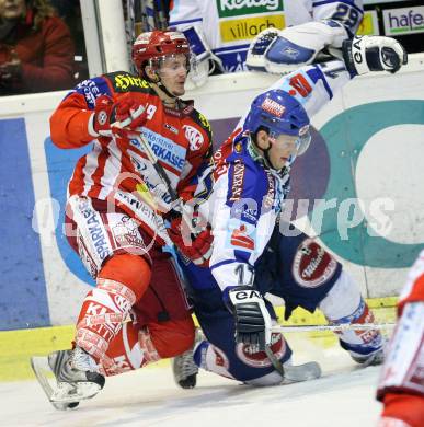 EBEL. Erste Bank Eishockey Bundesliga. KAC gegen VSV. Christian Ban (KAC), Marc Brown (VSV). UPC. Klagenfurt, am 11.11.2007.
Foto: Kuess
---
pressefotos, pressefotografie, kuess, qs, qspictures, sport, bild, bilder, bilddatenbank