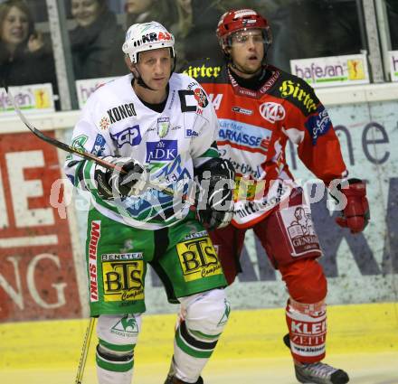 EBEL. Erste Bank Eishockey Bundesliga. KAC gegen Olympia Laibach. Johannes Reichel (KAC), Tomaz Vnuk (Laibach). Klagenfurt, am 15.11.2007.
Foto: Kuess
---
pressefotos, pressefotografie, kuess, qs, qspictures, sport, bild, bilder, bilddatenbank